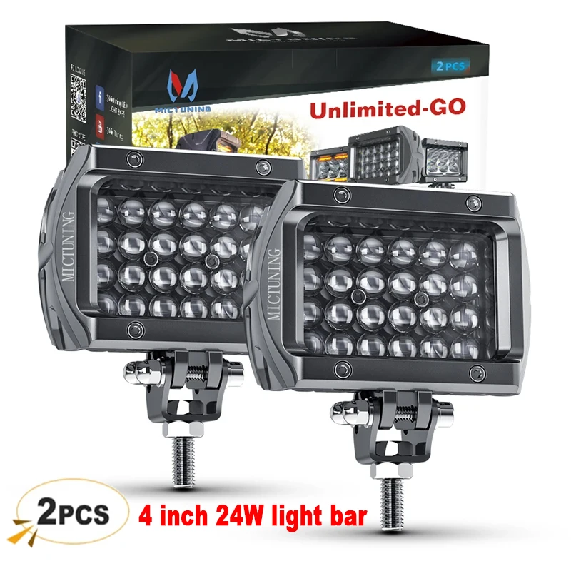 

MICTUNING 12V 24V 4 Inch LED Bar Offroad Spot Flood Combo LED Light Bar/Work Light 4x4 Spotlights Fog Lamp for SUV ATV UTV Truck