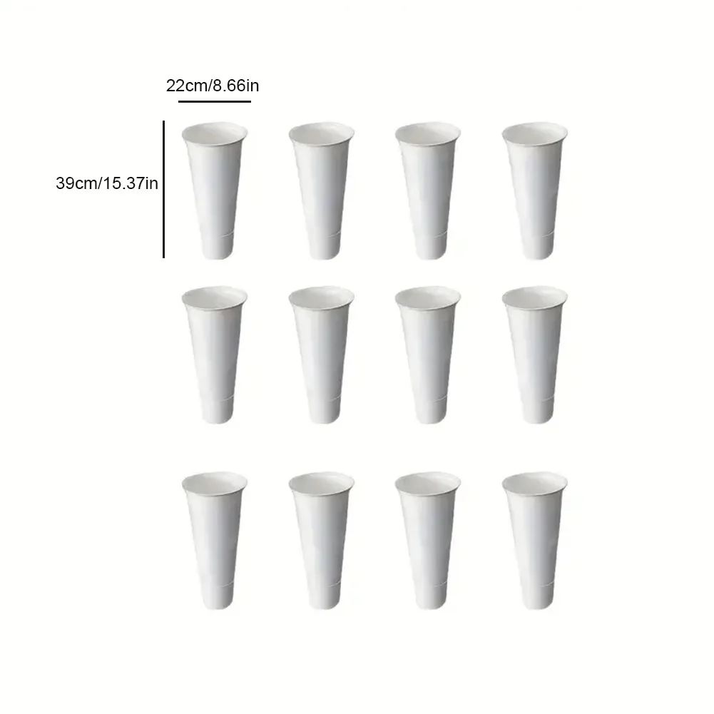 

12 PCS Plant Stand Tapered Buckets White Plastic Tapered Buckets Large Capacity Flower Pots for Home Patio Balcony Garden