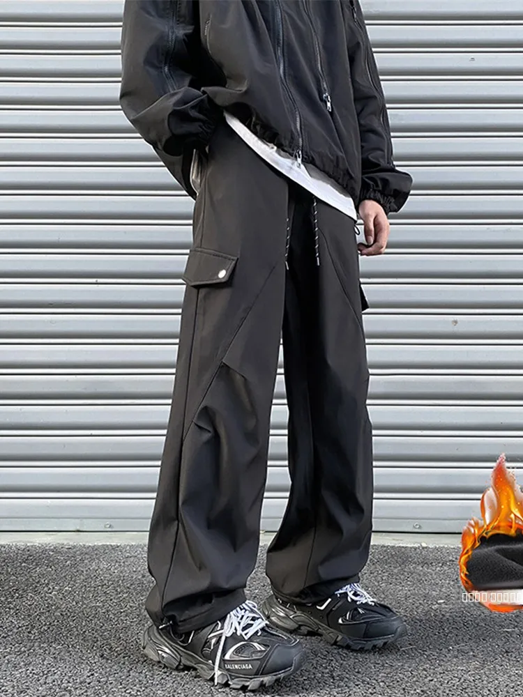 

Мужские утепленные брюки для активного отдыха и альпинизма, осенне-зимние, свободные, с широкими штанинами, в стиле американской рабочей одежды, модные