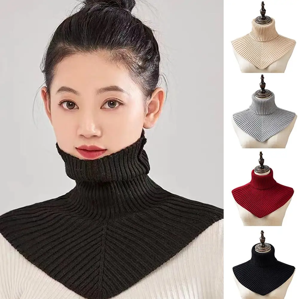 Winter Warm Knitted Fake Collar Scarf Women High Elastic Thicken Turtleneck Neck Warmer Windproof Detachable Collar Scarf