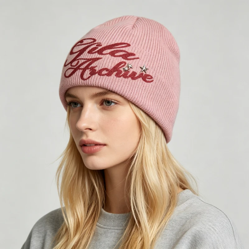 Y2K Knitted Print Funny Skullies Beanies Hats for Women Men Winter Punk Vintage 2000s Harajuku Trend Gothic Pullover Caps Gorras