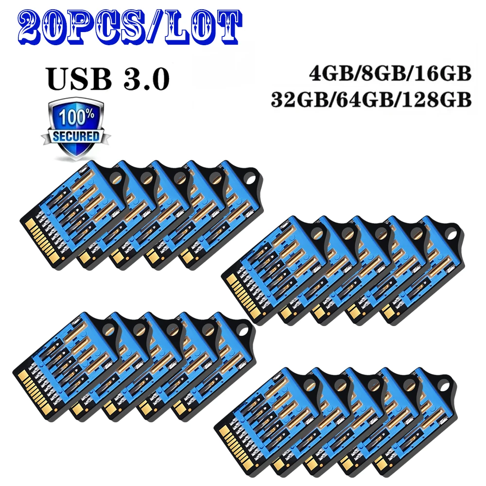 

20PCS/ lot High Speed 3.0 Chip Memory Flash 32GB 64GB 128GB Long U Disk Semi-finished Universal Chip Pendrive Factory Wholesale