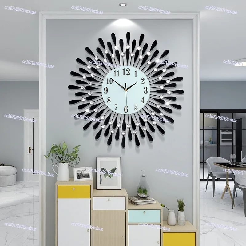 Wrought Iron Creative Clock Wall Clock Living Room Decorative Electronic Quartz Wall