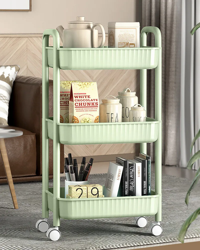 2/3Layers Trolley Rack Home Removable Kitchen Seasoning Bottle Fruit and Vegetable Cutlery Storage Rack Snack Sundry Organizer