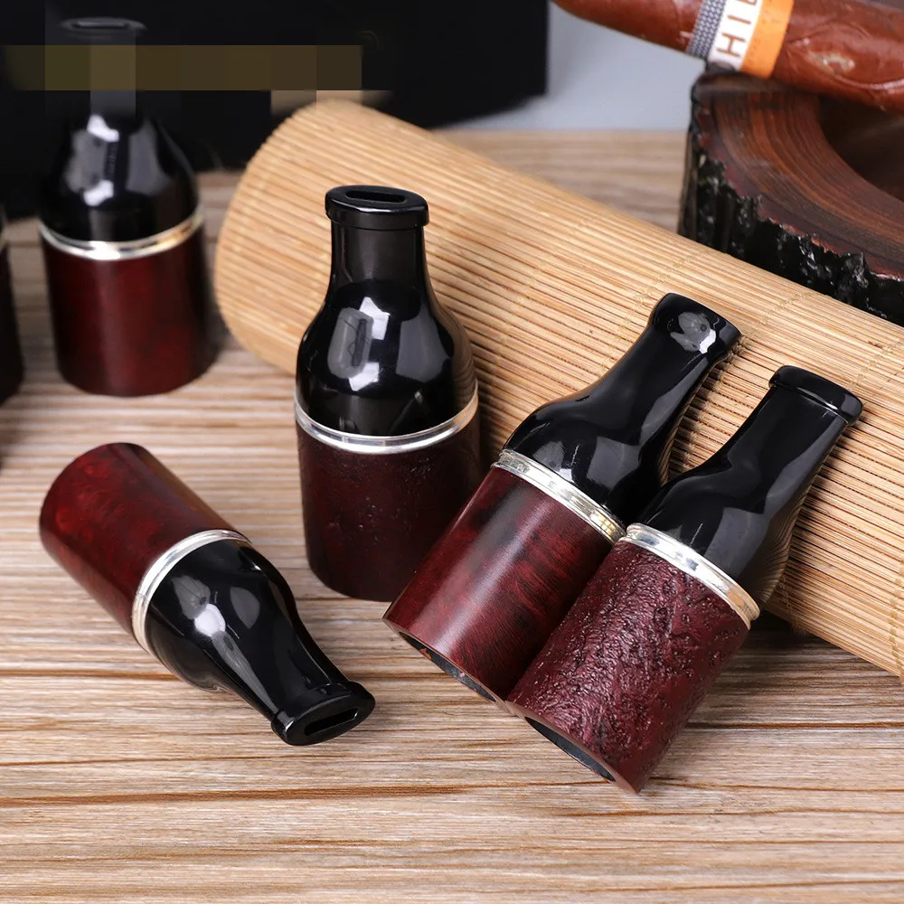 

Cigar Holder Bruyere 9mm Filter Flue Cigarette Pipe Retro Gentleman Straight Type Handle Smoking Pipe Accessory Old Dad's Gift