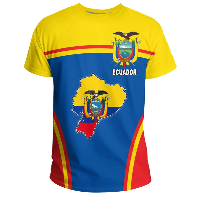 Hip Hop T Shirts Men Women Ecuador Flag Casual Tee Shirt Ecuadorian National Emblem 3D Printed Breathable Short Sleeve Gym Tops