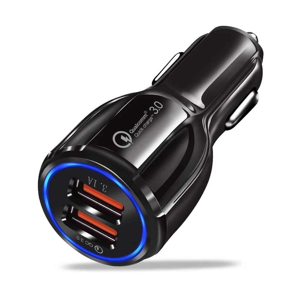 

100Ppcs Dual USB 3.1A Fast Charge QC 3.0 Car Charger For iPhone Samsung Huawei Xiaomi Mobile Phone Quick Charge Auto USB Charger