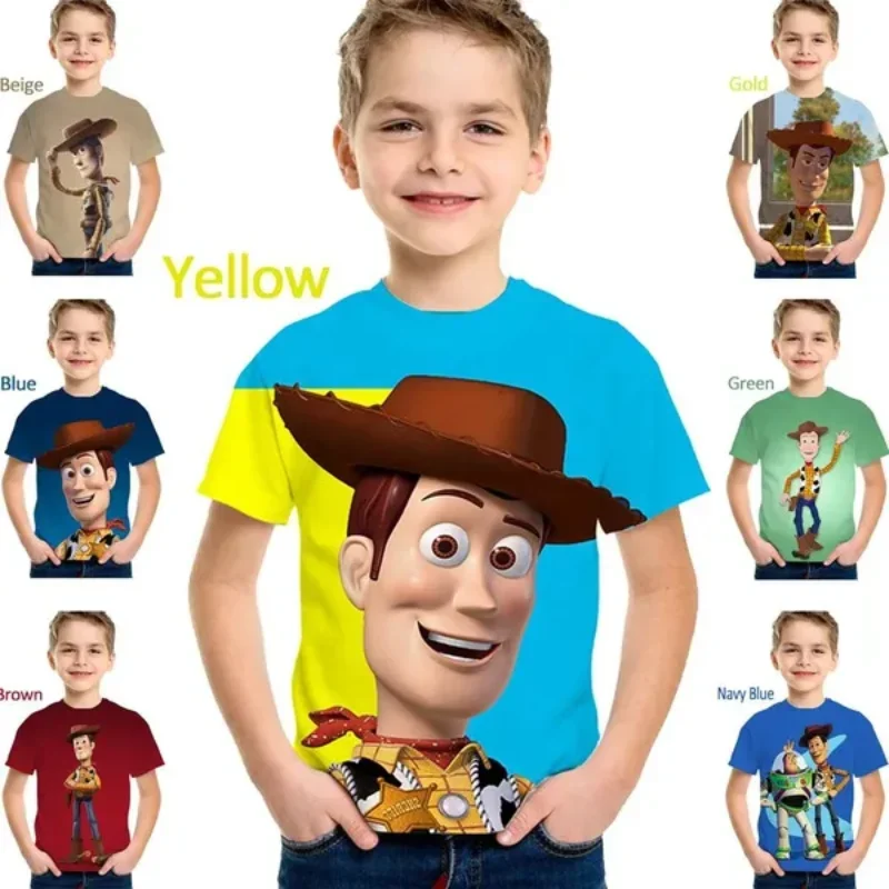 2024 Disney Cartoon Movie Toy Story 3D Print T-shirt Children Clothing Anime Figure Woody Girl Boy Shirt Street Women Men Tops