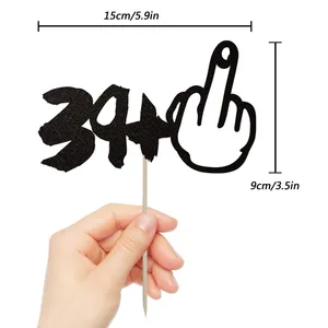 1pc Glitter Black 40th Birthday Take Decorations, perfectas para cuarenta años de cumpleaños, 40 aniversario o 40 fabulosos (negro-39+1) 10 mejores ventas de 40 cumpleaños Topper - №4
