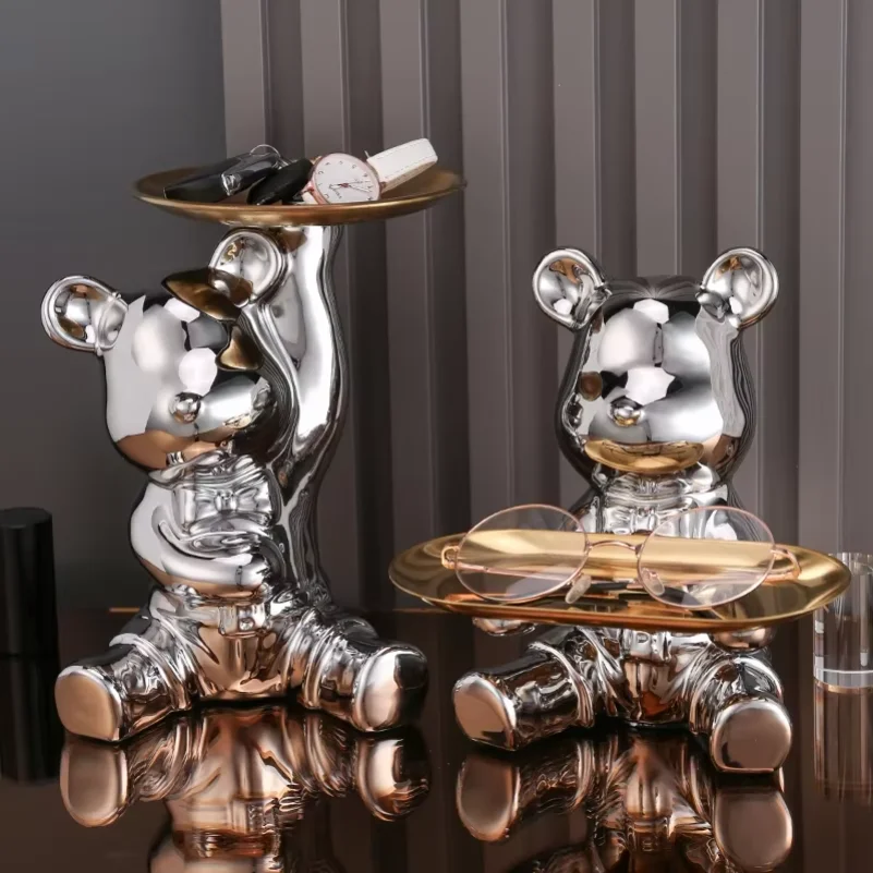 Home Decor Ceramic Colorful Plating Bear Storage Box Home Living New Room Desktop Tray Decorative