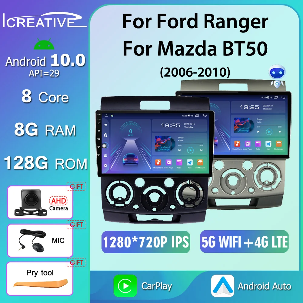 

8G+128G Android Car Radio For Ford Everest Ranger For Mazda BT50 2006-2010 Auto Carplay Stereo Multimedia GPS Navi Head Unit HU