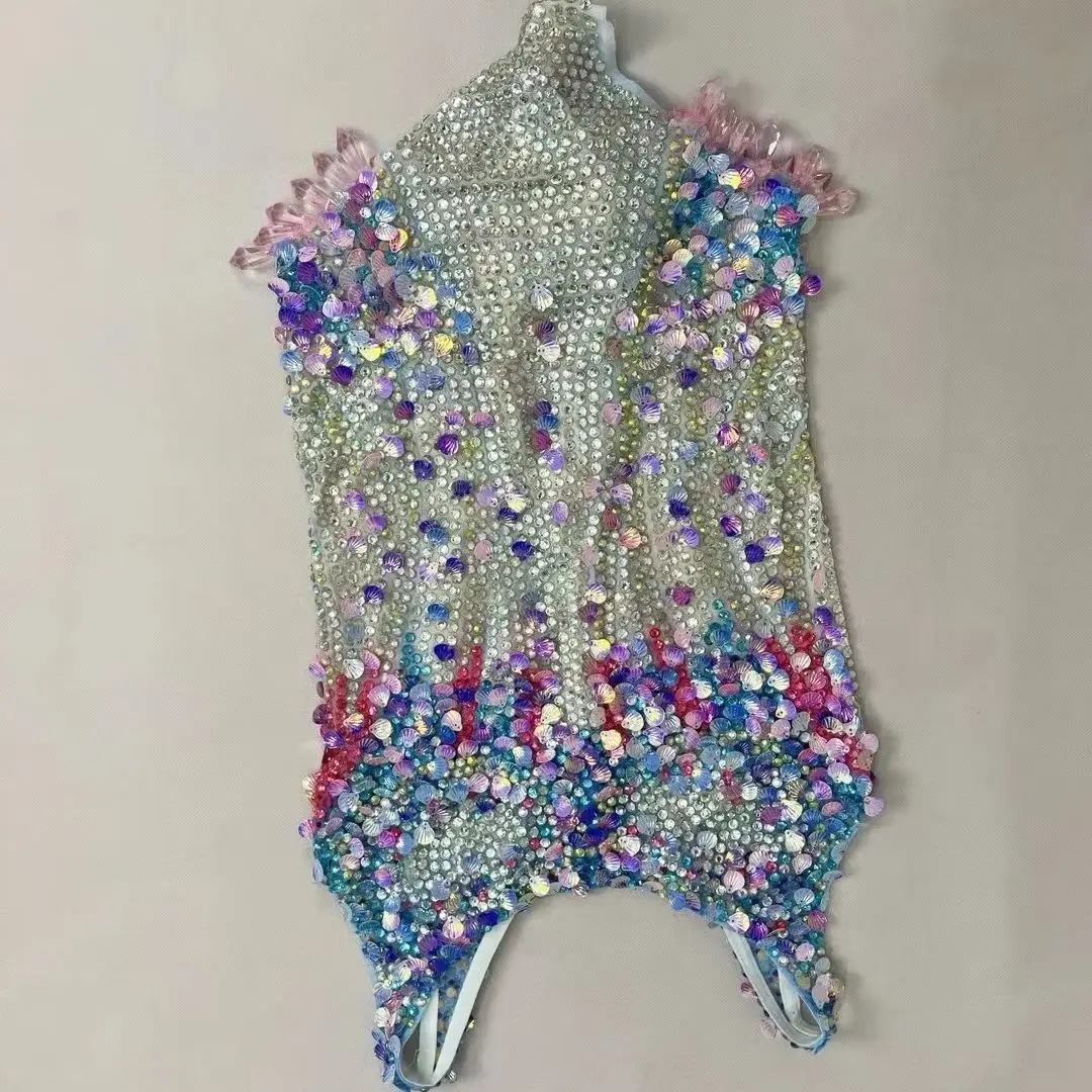 

Женский костюм для дня рождения, танцовщица, певица Gogo, костюм танцовщицы, праздничный наряд, цельный комбинезон с бриллиантами и блестками Taylor