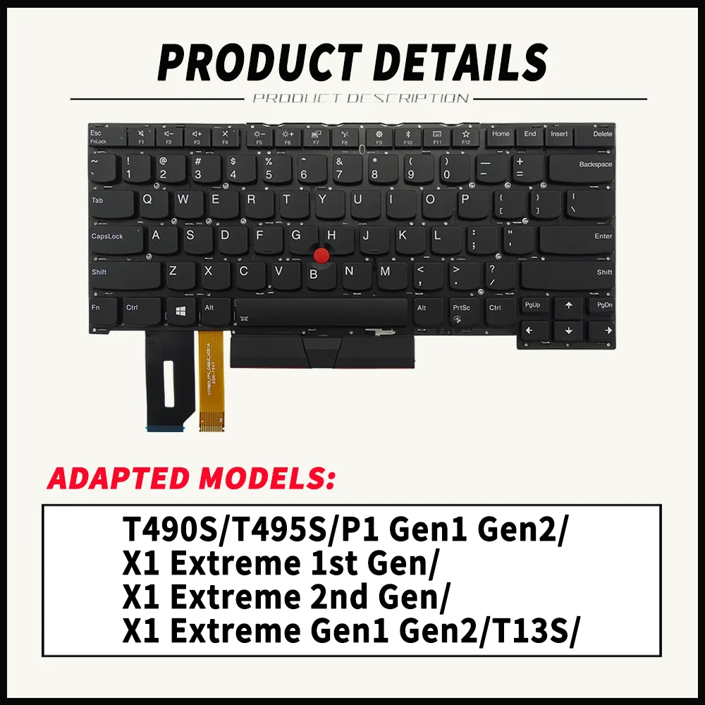 Zamienna klawiatura do laptopa Lenovo ThinkPad T490S/T495S/P1 Gen1 Gen2/X1 Extreme Gen1 Gen2/T13S US/BR/FR/SP/KR/UK/PT Layout