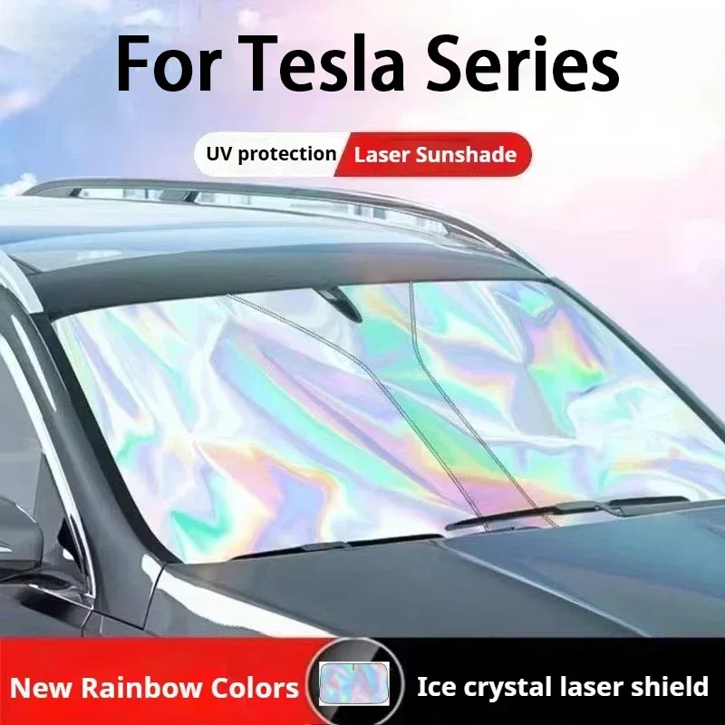 Car Front Windshield Sunshade Cover For Tesla Model 3 Model Y Car Front Window Sunshade Upgrade Laser Car Front Window Accessory