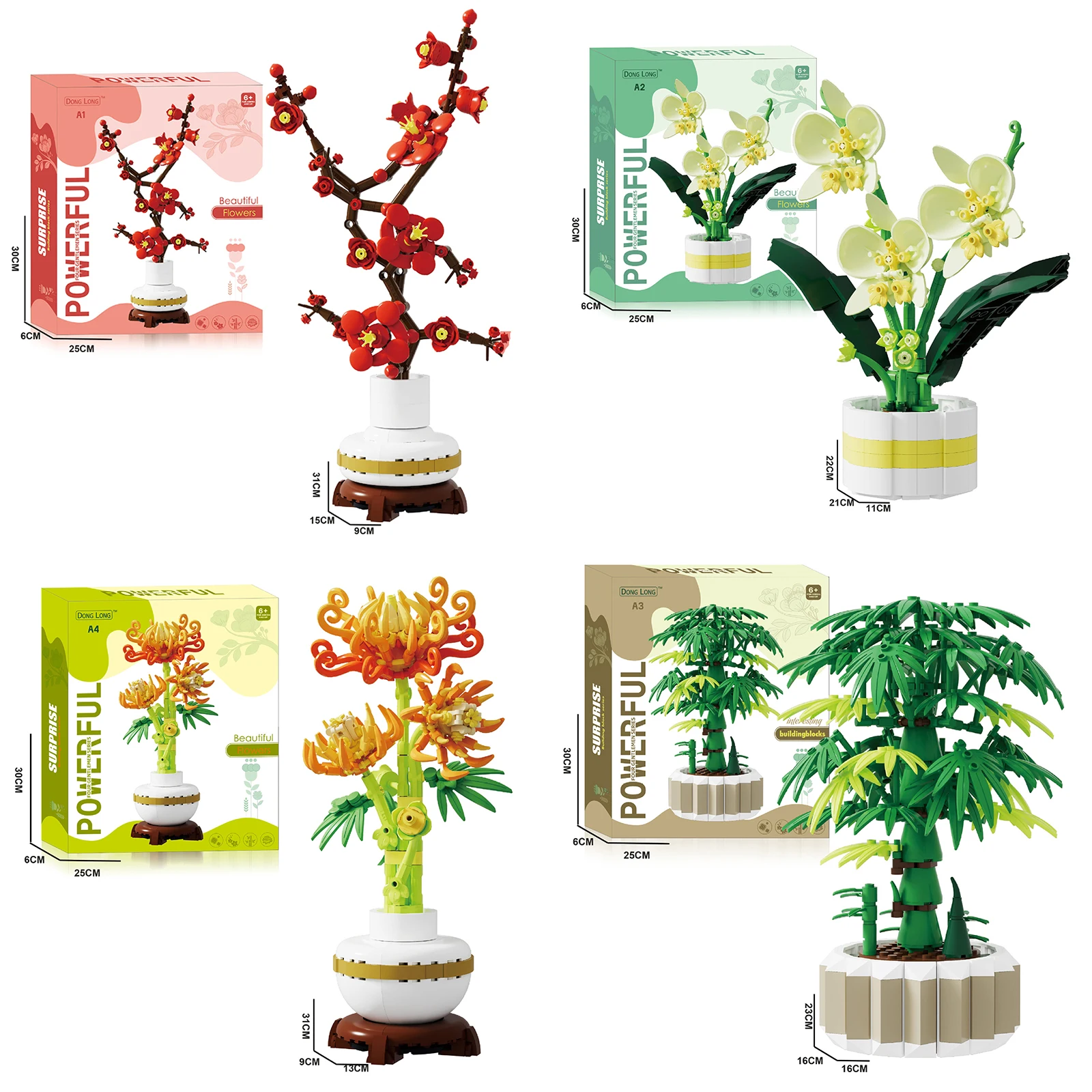 

MOC Building Blocks Orchid Flowers Bouquet Flower Blocks Bonsai Plant Model Bricks Romantic DIY Home Decoration Toy for Kid Gift