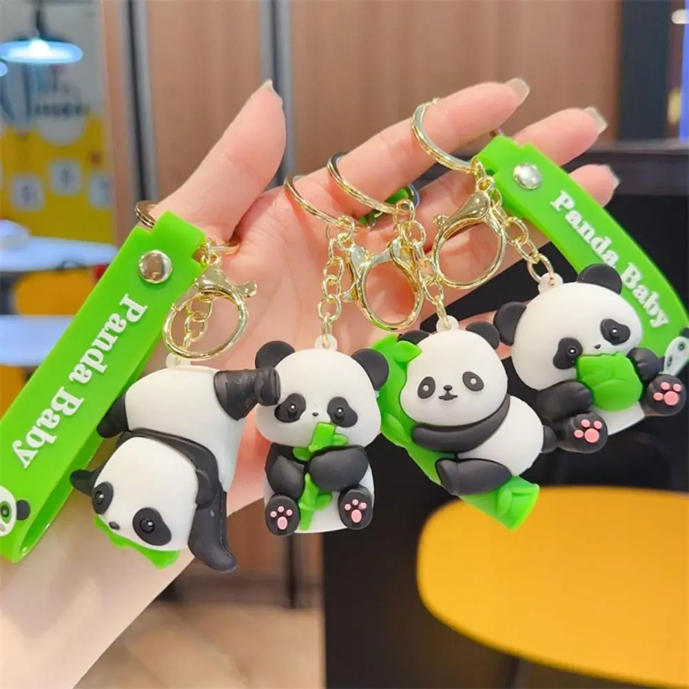 Mini Animal Panda Car Keychain Cartoon Anime Cute Panda Key Chain PVC Kawaii Lovely Panda Bag Pendent Girl