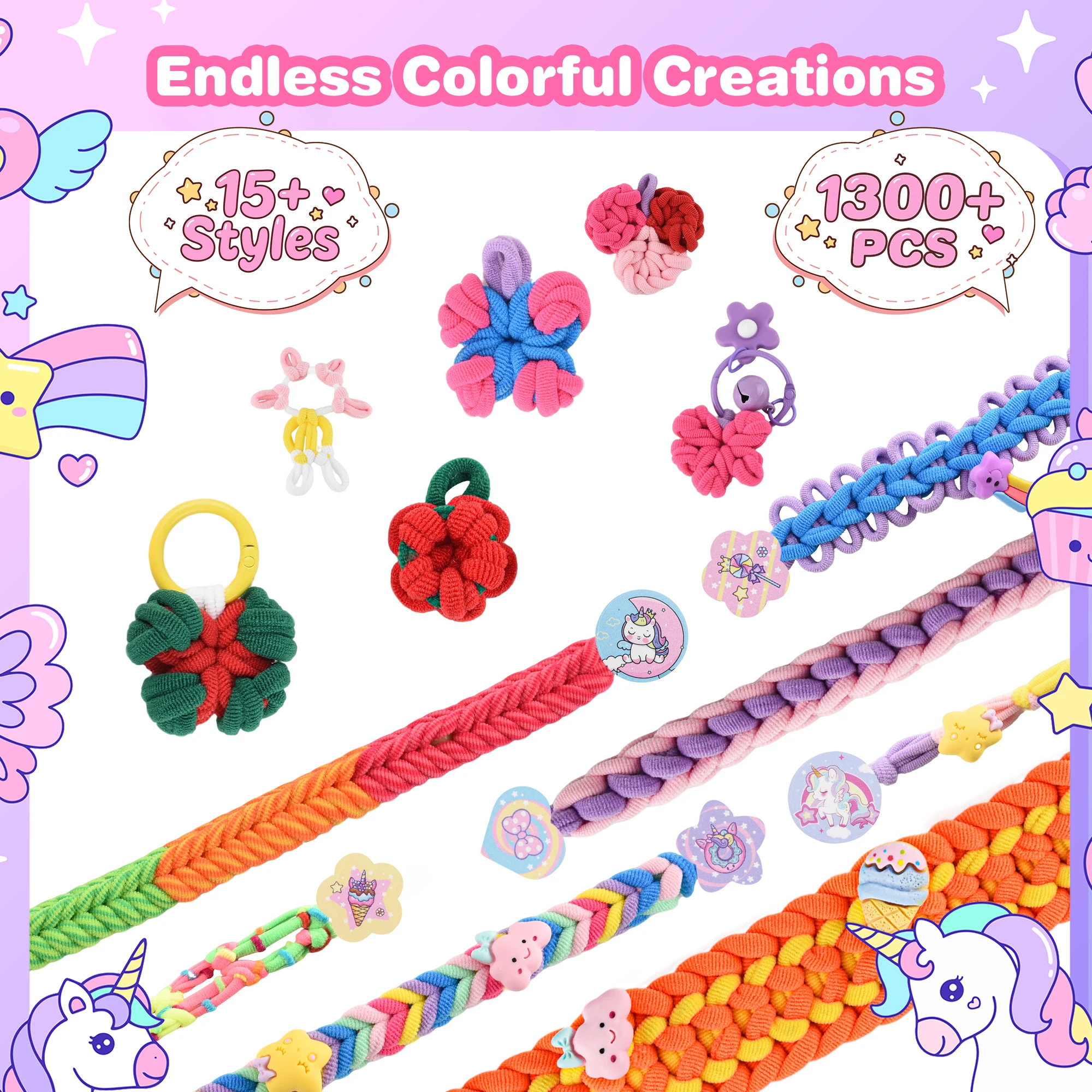 Kit de fabrication de bracelets pour filles de 8 à 1,1200 + Kit de métier à tisser d'amitié avec bande de caoutchouc pour enfants, jouets de bricolage, ensemble de bricolage créatif