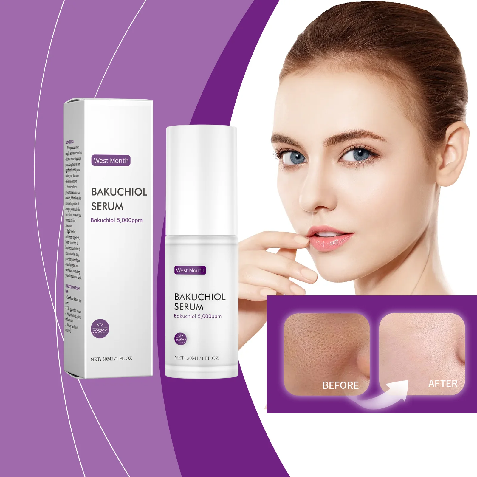 Bakuchiol Serum 5,000ppm - Natural Retinol Alternative, Anti-Aging Face Serum for Wrinkles & Fine Lines