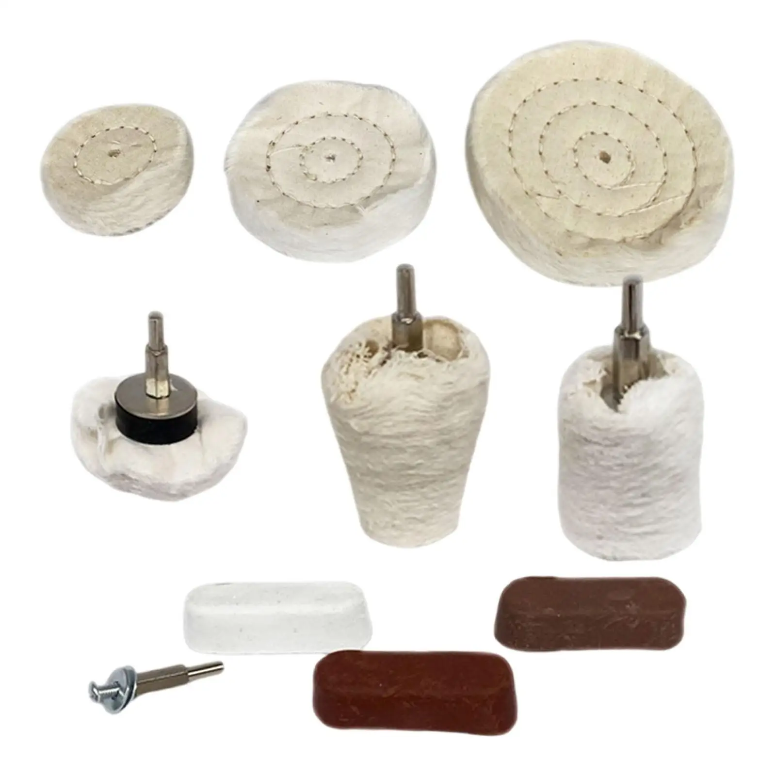 10-teiliges Polier- und Polierpad, Mopp-Rad-Set, 1/4 Zoll Griff, Rad-Puffer-Pad für Auto-Poliergerät-Set, Edelstahl, Holz, Kunststoff
