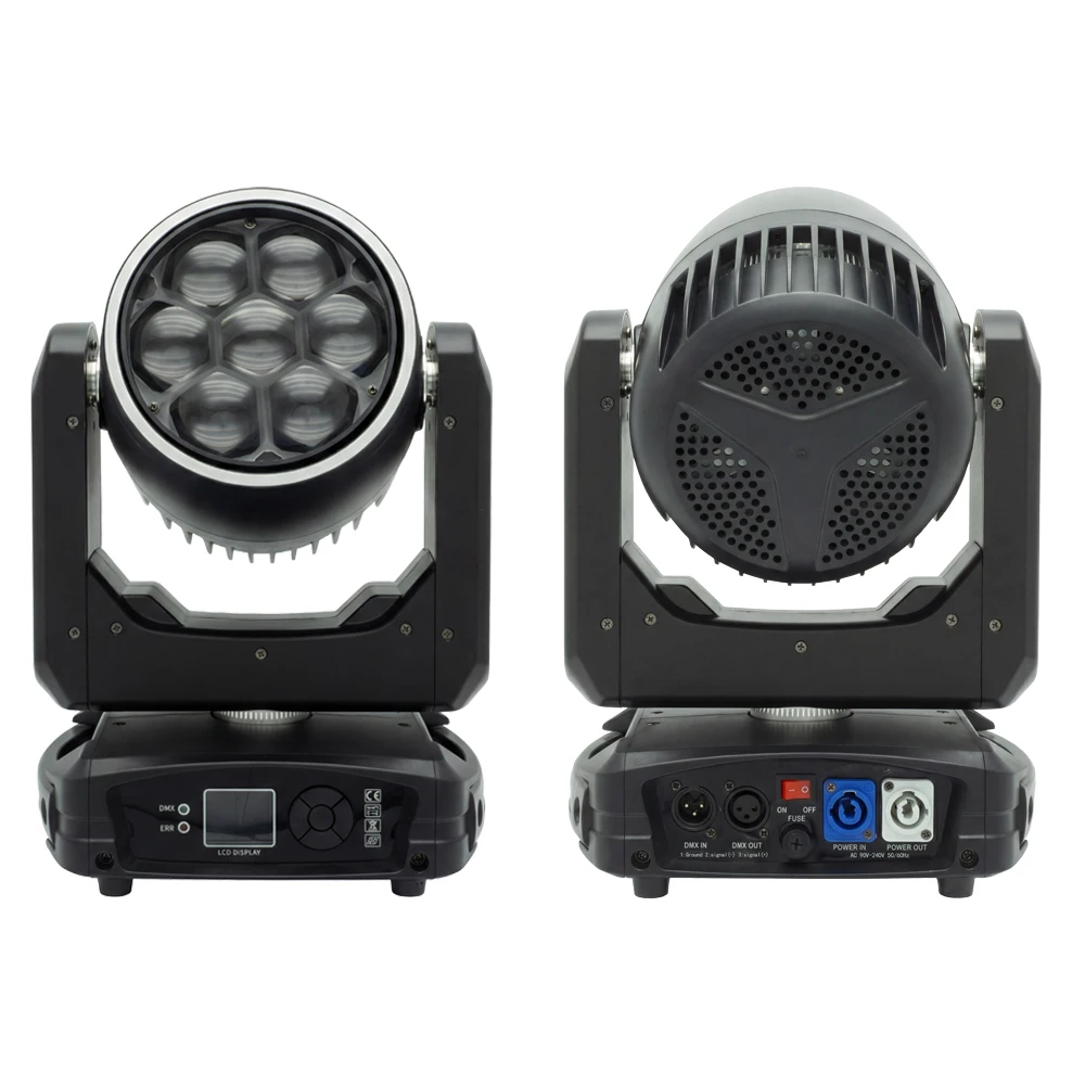 7x40W LED Bee Eye Moving Head Light RGBW 4in1 Zoom Beam Wash Stage Lighting DMX512 DJ Club Concert Event Performance