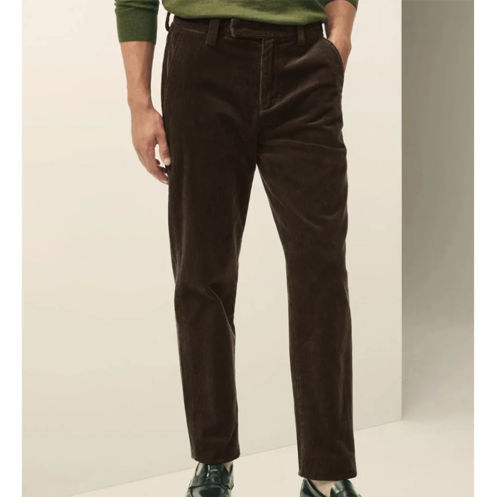 رجل المخملية فستان بتصميم بدلة السراويل بلون شقة الجبهة مدبب بنطلون سليم صالح موضة مريحة للتنفس الرجال السراويل #4