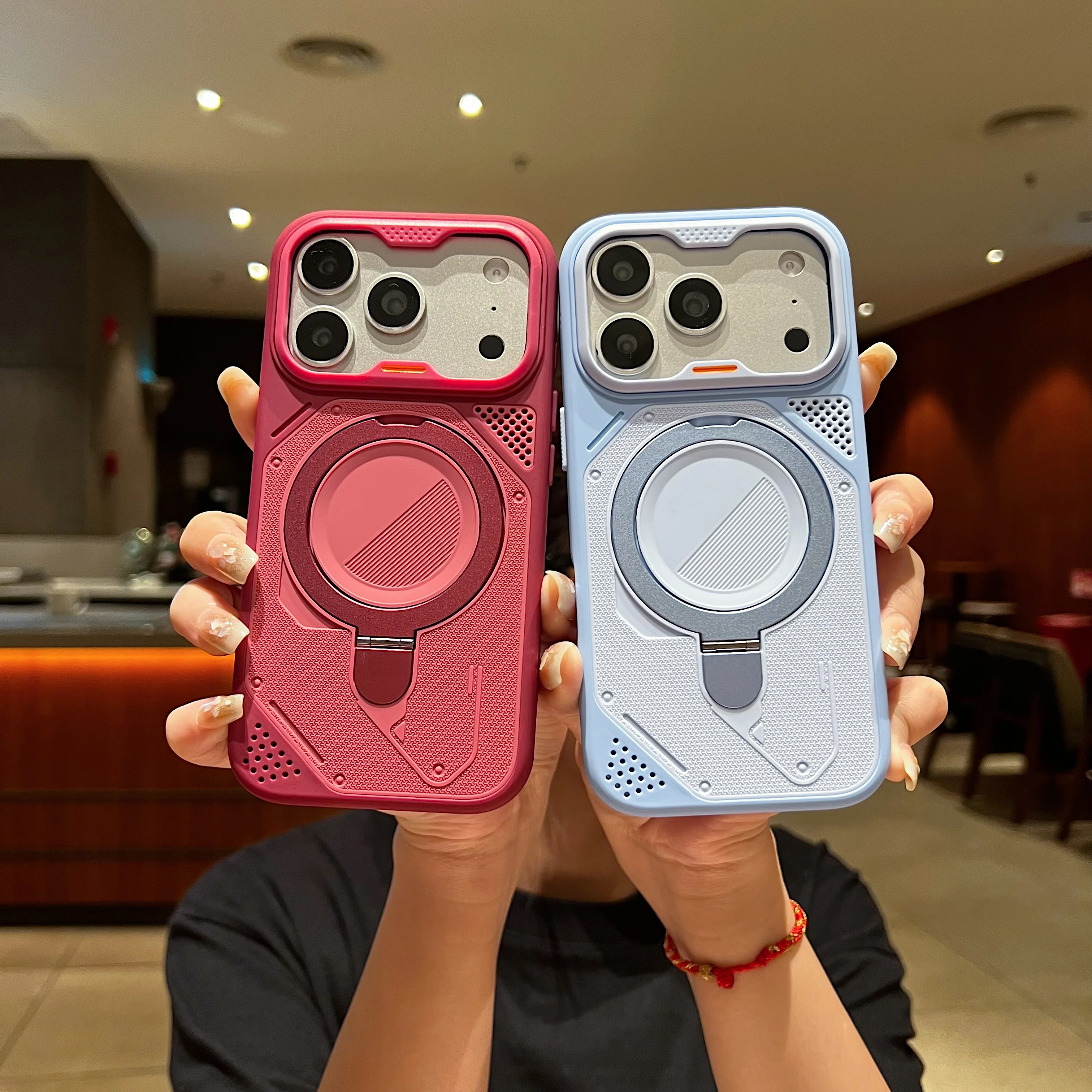 Magnetic Stand Cooling Contrast Color Case‌ for iPhone 18 Pro Max 17 16 ...