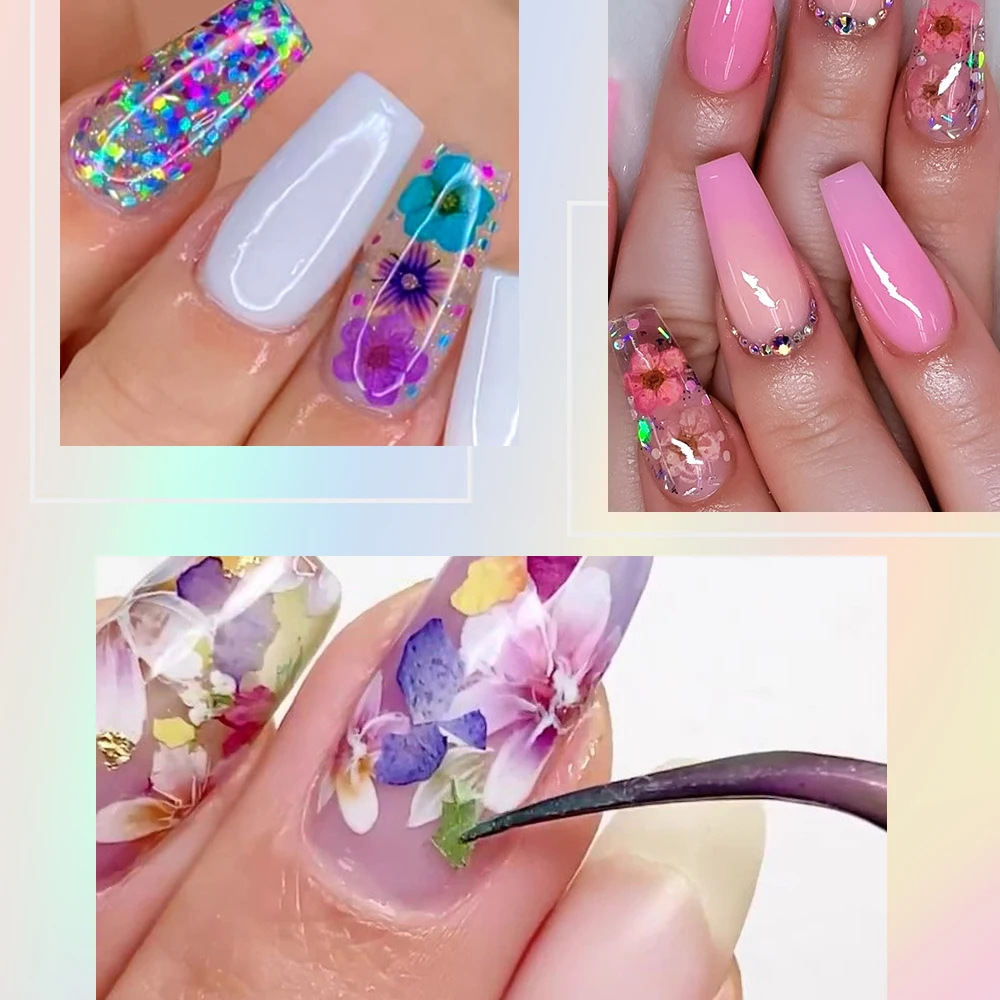12 Grids/box 3D Nail Mini Dried Flowers Sticker Set For Nail Art Resin Craft DIY Real Natural Dry Flower Nail Art Decoration Kit