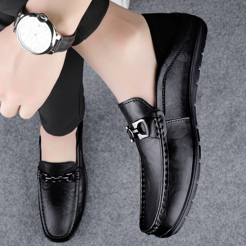 

Дизайнерская брендовая мужская повседневная обувь из натуральной кожи, деловая обувь в деловом стиле, универсальные мужские лоферы на плоской подошве для интервью и поездок на работу