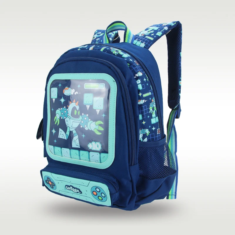 Austrália smiggle original crianças mochila meninos robô azul profundo ombro mochila kawaii 3-7 anos sacos de modelagem 14 polegada