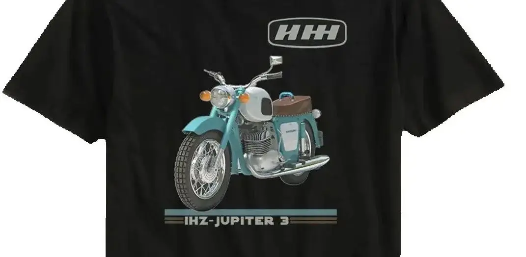Vintage Russian USSR IZH Jupiter 3 Motorcycle T-Shirt New 100% Cotton Short Sleeve O-Neck Casual Mens T-shirt Streetwear