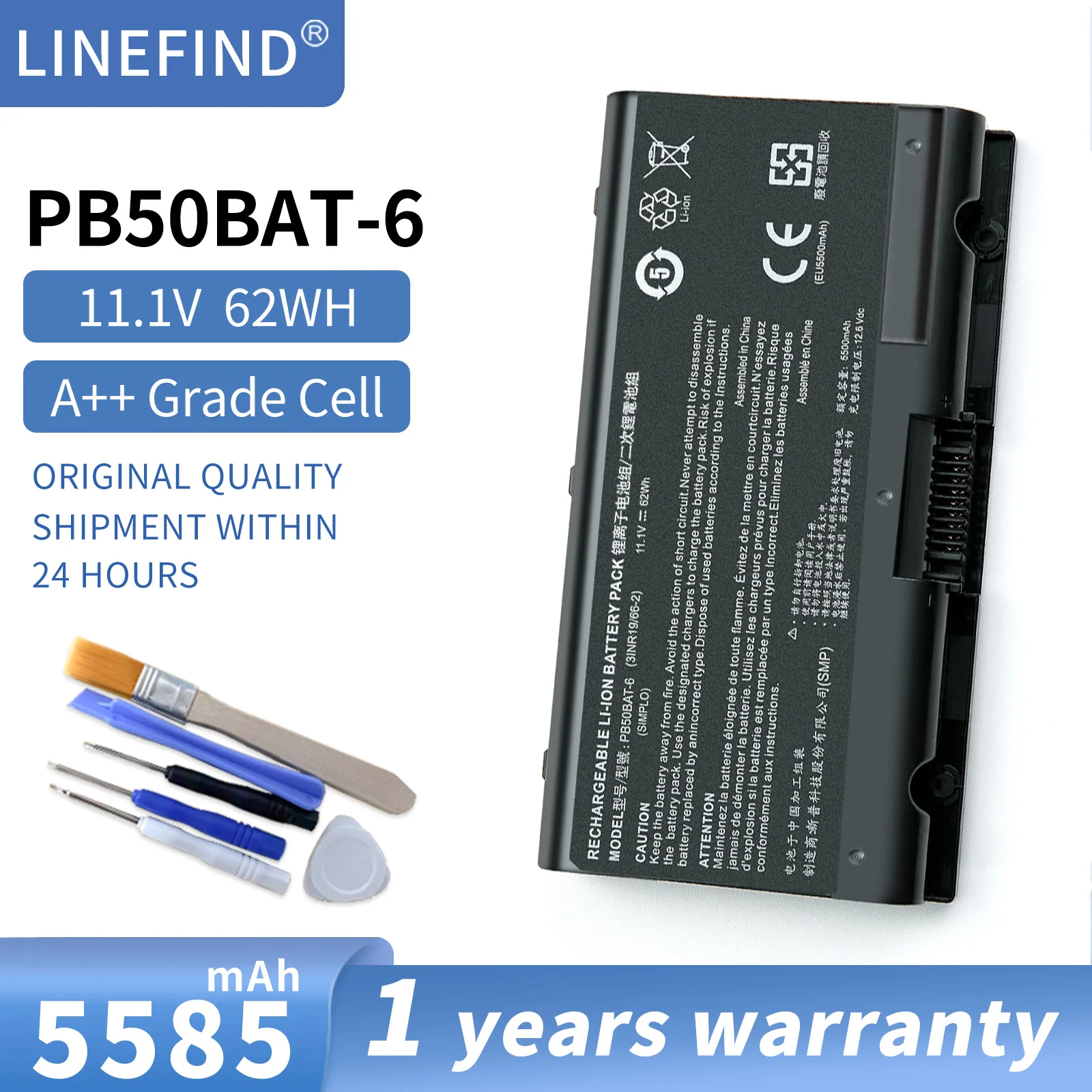 PB50BAT-6 Laptop Battery For Clevo PB51RF-G PB70EF-G PB71EF-G For PowerSpec 1720 1520 For Sager NP8371 3INR19/66-2