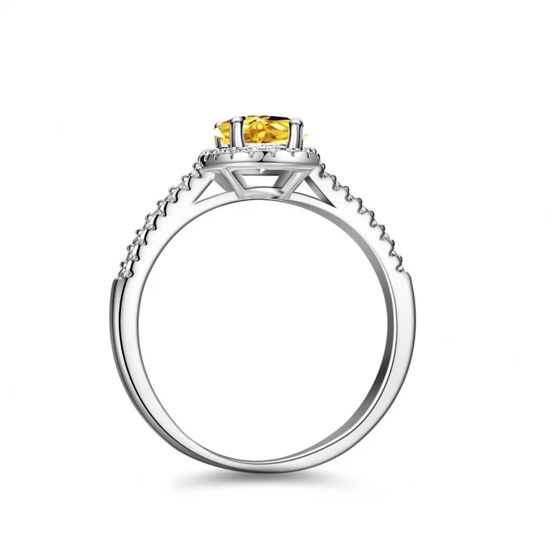 Irregular Moissanite Diamond Ring for WomenS925Sterling Silver Plated18KGold1Carat Egg Shape Yellow Moissanite Wedding Ring