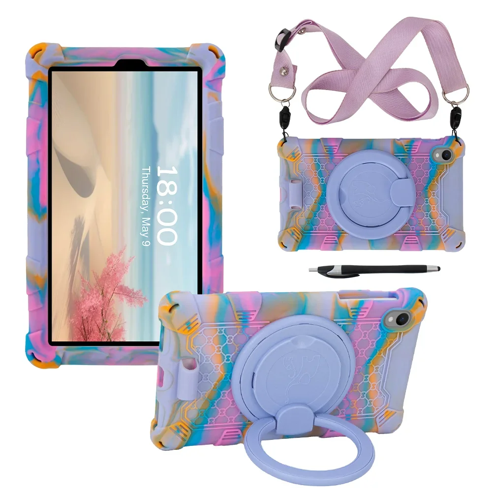 For Walmart Onn 7 inch Gen 5 Case 2026 Kids Safe Soft Silicone Tablet Cover Rotating Stand Shell With Strap Pen