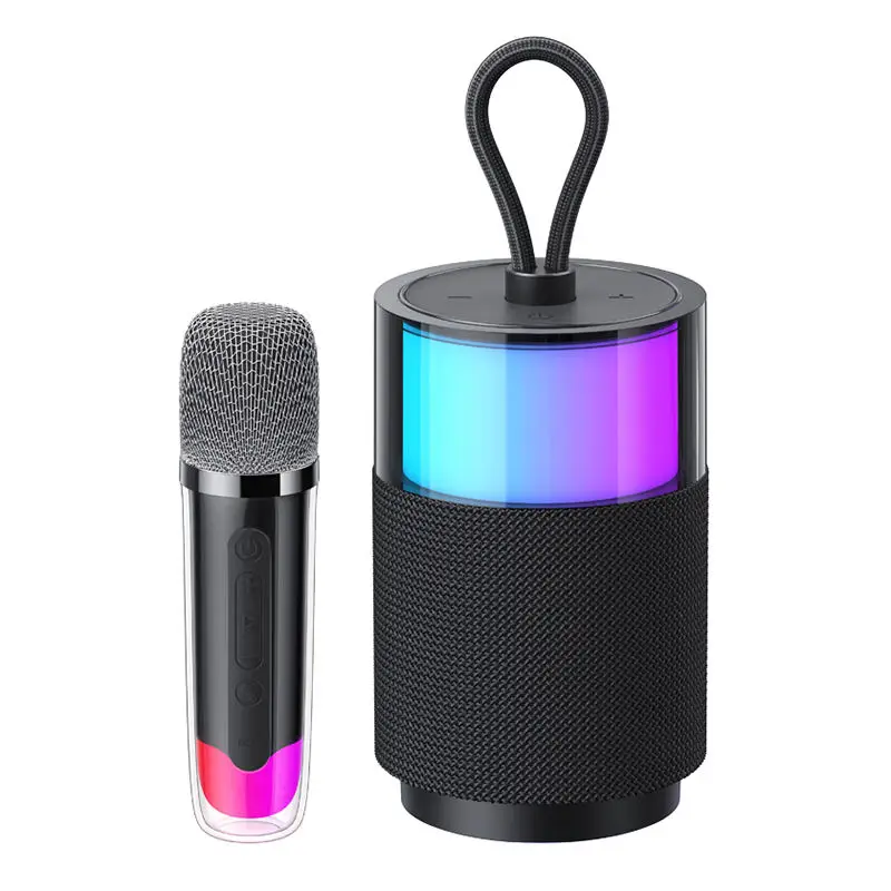 Portable Mini Karaoke With Wireless Microphones Rgb Led Light Home Party KTV BT Outdoor Music Machine Speaker