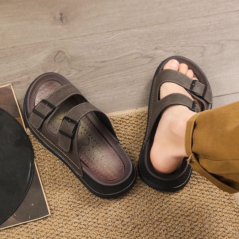 

Мужские легкие шлепанцы EVA в стиле Birkenstock с регулируемыми двойными ремешками, резиновые сандалии без застежек