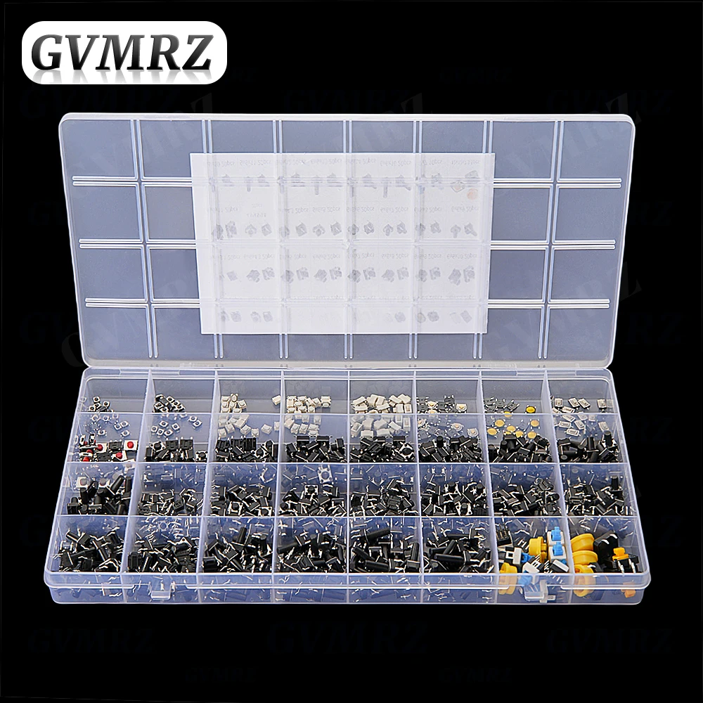 

620pcs 32 Values Tactile Push Button Switch SMD Micro Momentary Tact Switch Assortment Kit for Car Remote Control with Box