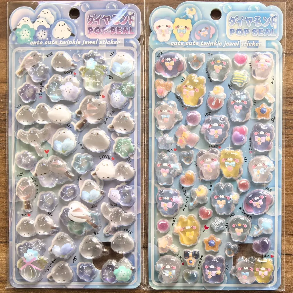 

2026 Hot New Best-selling 3D embossed crystal stickers, children's cartoon handicraft decals, planner decorative stickers