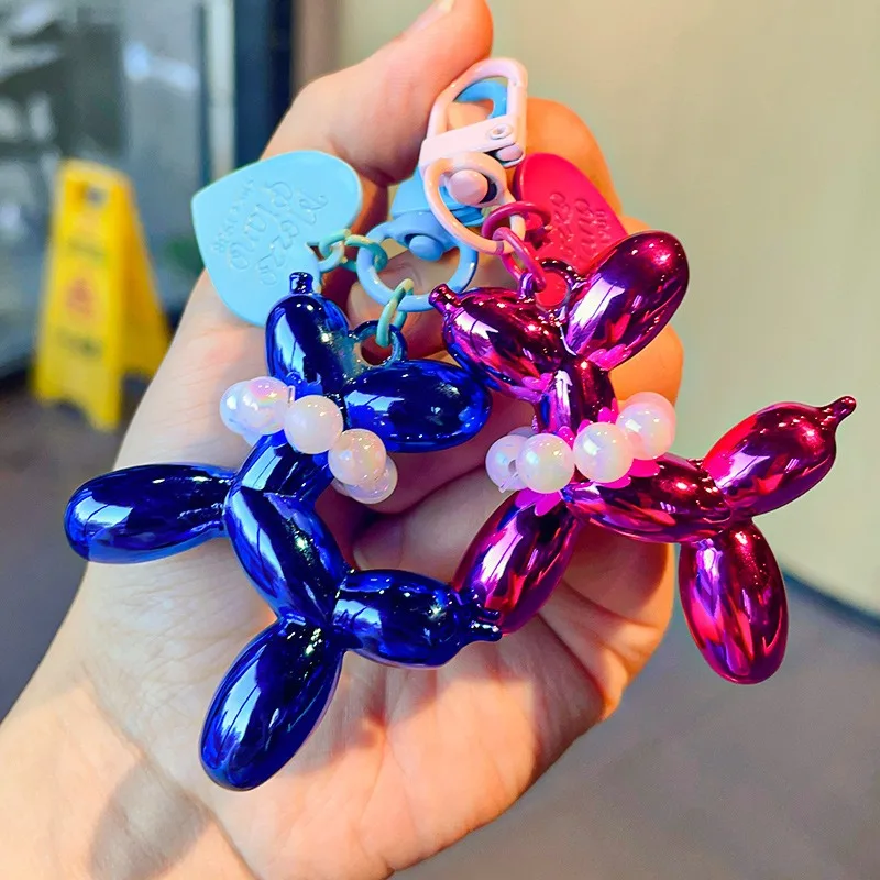 Dopamine DIY Candy Color  Cartoon Balloon Dog Animal Shaped Accessories Trendy Heart Chain Key Buckle Accessories Bag Pendant