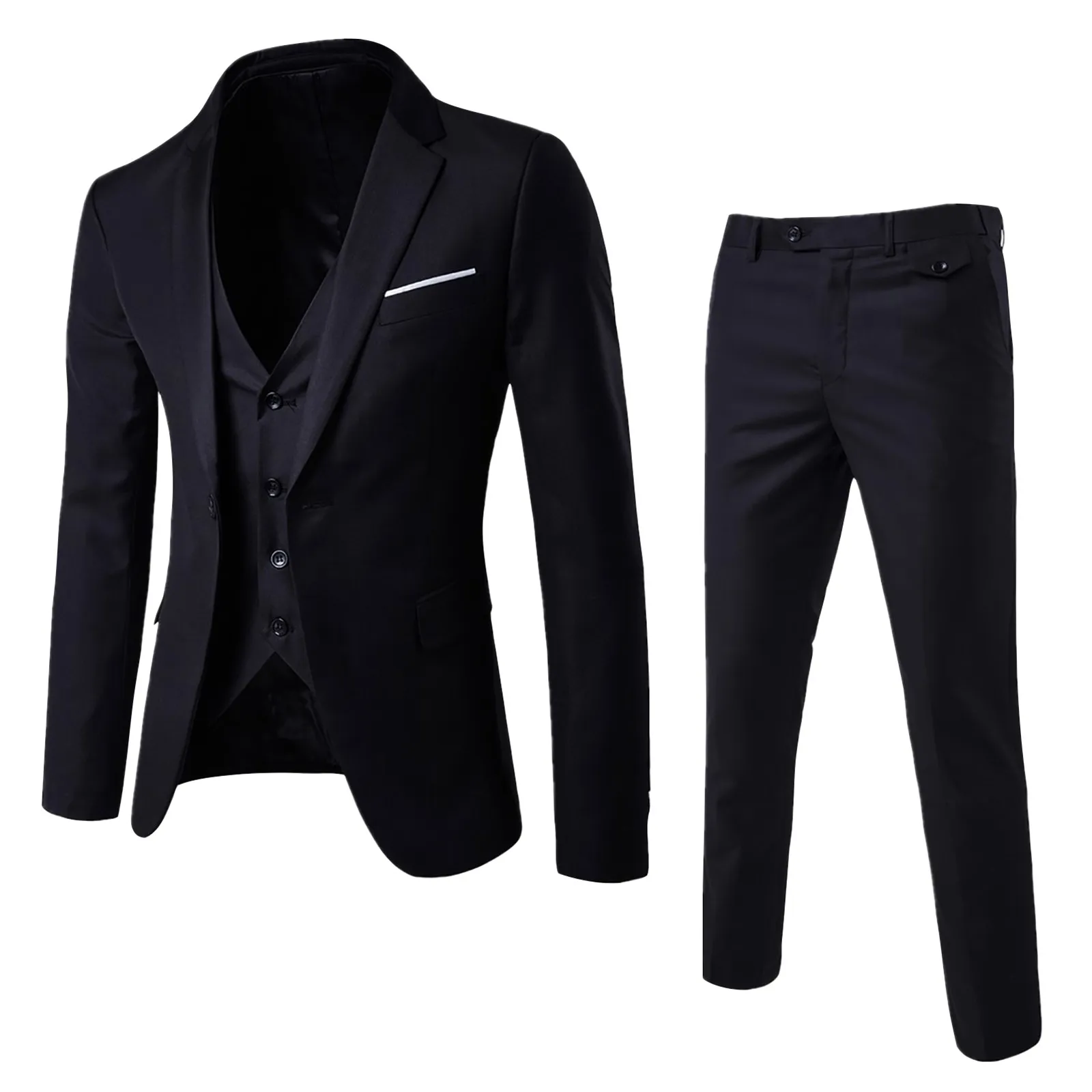 Men’s Suit Slim 3 Piece Suit Business Wedding Party Jacket Vest & Pants Coat Men Formal Suit Set