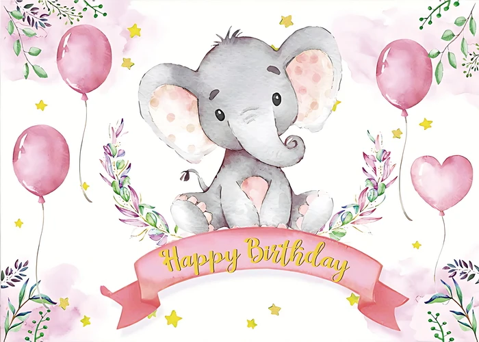 Elephant Baby Shower Theme Photography Baptism Boy Girl First Birthday Party Kids Portrait Vinyl Backgrounds Decor Supplies