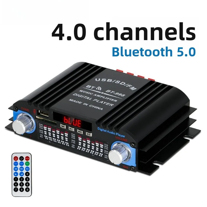 

Power amplifier is suitable for BT-998 mini small channel home car power amplifier 4.0 channel HIFI