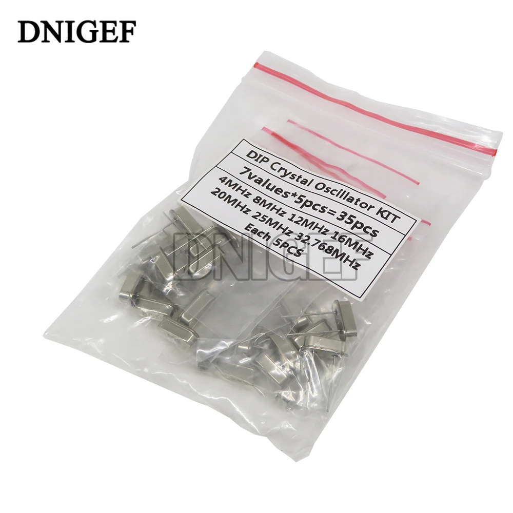 35PCS 32.768Khz 6Mhz 8Mhz 11.0592Mhz 12Mhz 16Mhz 20Mhz Crystal Oscillator Kit HC-49S Kit Assortment 5PCS New and