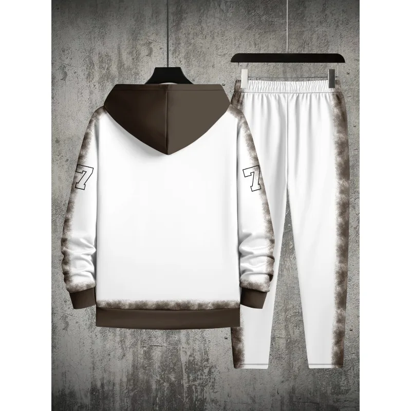 2025 ثلاثية الأبعاد مطبوعة الرجال الكتف نمط مقنعين البلوز بلوزات وسراويل قطعتين مجموعة الربيع والخريف مجموعة رياضية غير رسمية