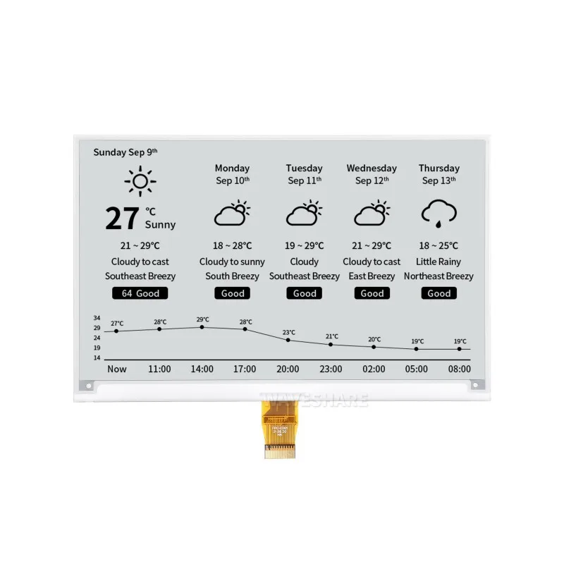 E-Ink Display para Raspberry Pi, 800 × 480, 7.5in