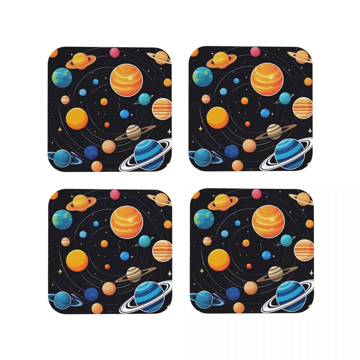 Solar System Space Planets Universe Coasters Coffee Mats Mug Cup Placemats Tableware Pads for Home Kitchen Dining Bar