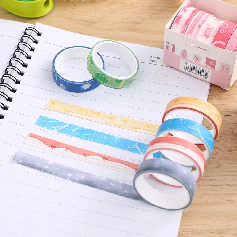 Creative Cartoon And Paper Ledger Tape Set Students Diy Decorative Materials Small Fresh Sticker Roll Ledger