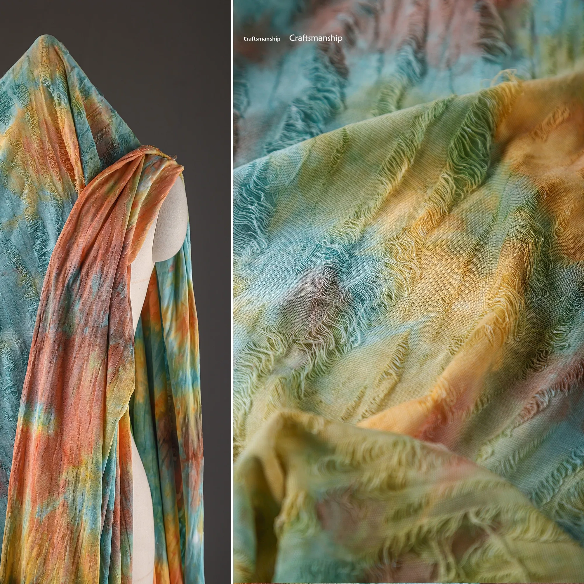 

Vintage Knitted Fabric with Bleach Design Micro Elastici Ripped Texture Creative Clothing Design Material Handmade DIY