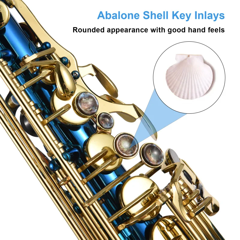 Brass Engraved Eb E-Flat Alto Saxophone Sax Abalone Shell Button Wind Instrument&Saxophone Mouthpiec with Case Glove Clean Cloth