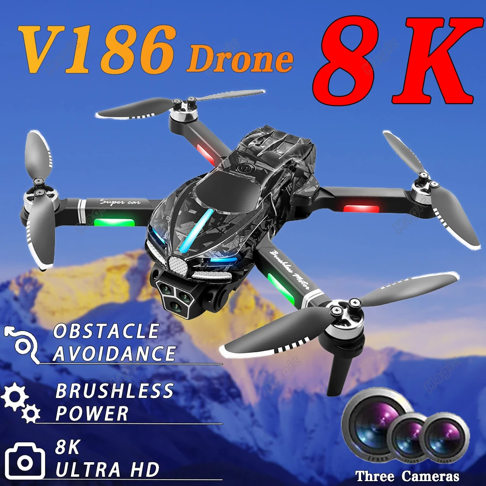 V186 Uav 8K Gps Hd Aerial Photography Brushless Optical Flow Obstacle Avoidance Aerial Photography Remote Control Four-Axis Toy