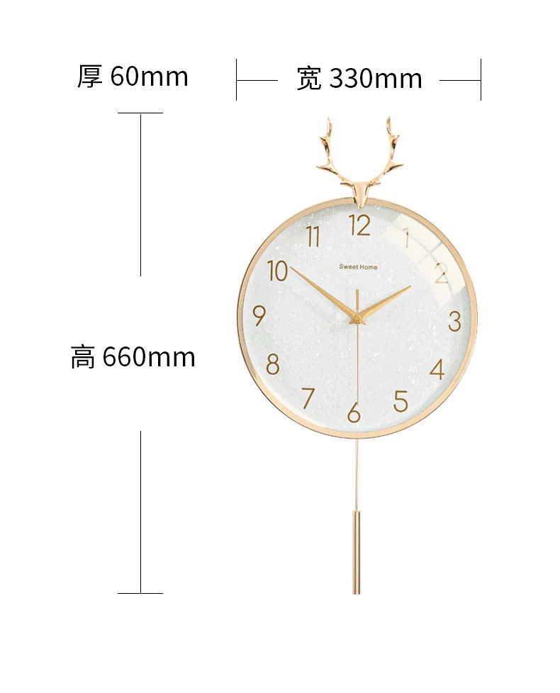 Nordic clock light luxury wall clock home living room creative wall hanging modern simple watch fashionable deer head decorative